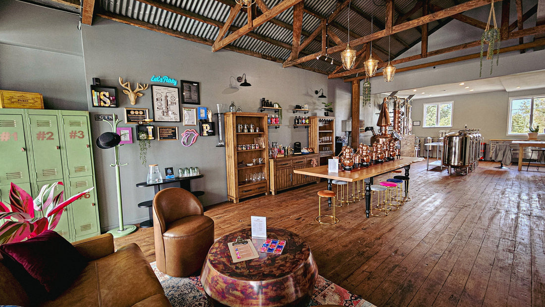 Image of Sip Distilling Co, with a rustic, street style decor, wood floors and Copper Stills