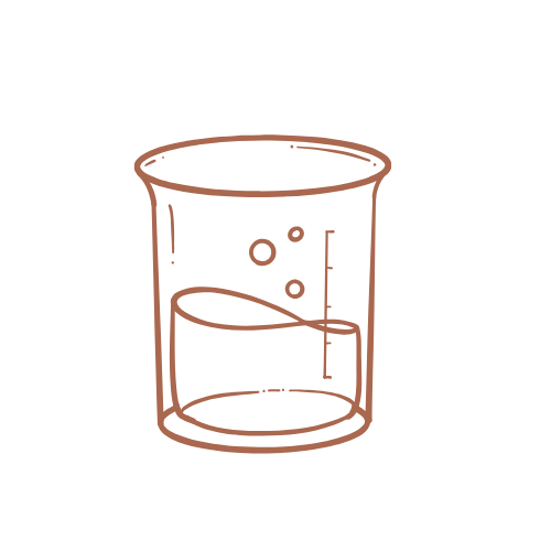 Illustration of a beaker with a brown outline on a white background