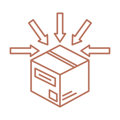 Illustration of a box with arrows pointing towards it on a white background