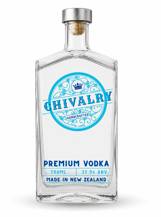 Chivalry Premium Vodka bottle on a white background
