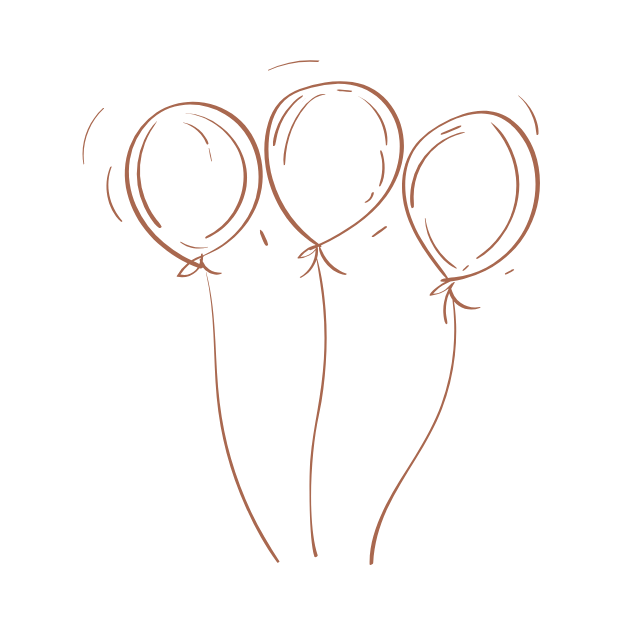 Three outlined balloons on a white background