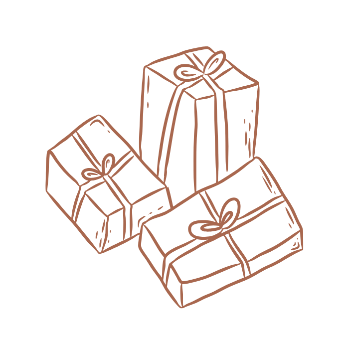 Illustration of three gift boxes with ribbons on a white background